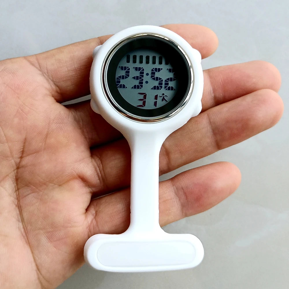 Unisex Nurse Doctor Hospital Medical Workers Alarm Luminous Brooches Pins Digital Electronic FOB Pocket Watches Hang Clock Gifts