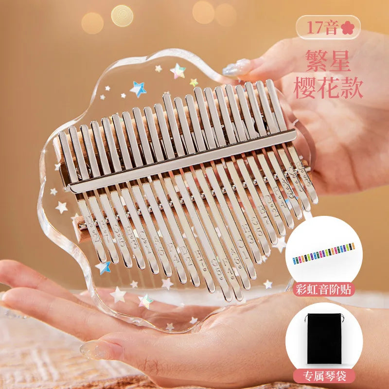 HLURU Kalimba 17 21 Key Thumb Piano Crystal Acrylic Kalimba 17 21 Key Finger Piano For Beginners And Child Keyboard Instrument