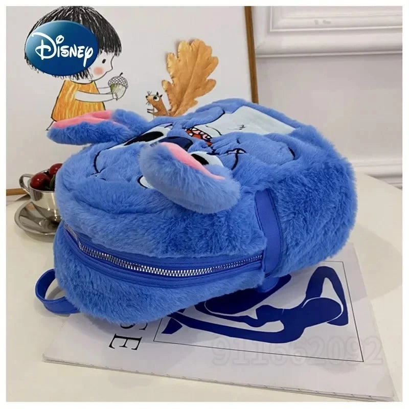 New Disney Stitch Plush Backpack Ins Japanese Blue Funny Cartoon Large-Capacity Student Backpack Kindergarten Bag Child Gift