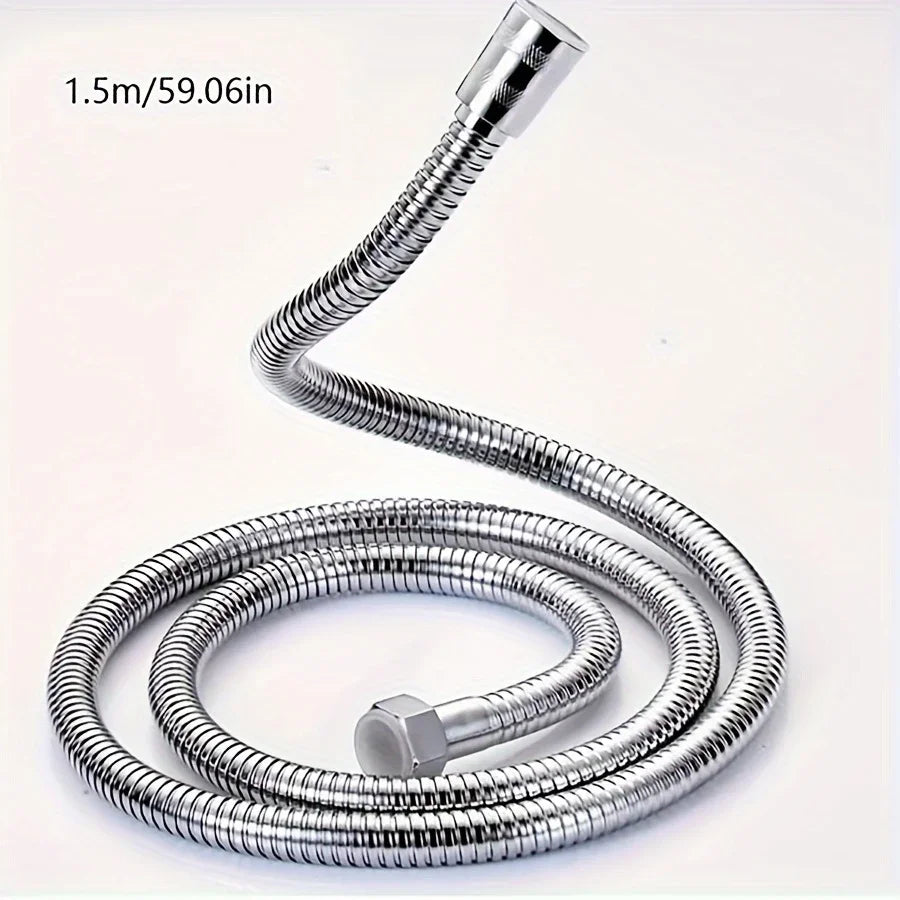 1pc Flexible Stainless Steel Shower Hose - 1.5m/2m/3m, Explosion-Proof with Electroplated Metal Finish, Easy Wall-Mount Installa