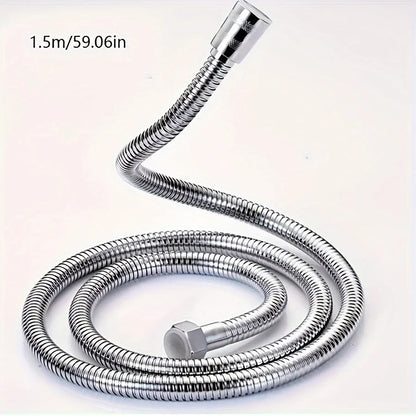 1pc Flexible Stainless Steel Shower Hose - 1.5m/2m/3m, Explosion-Proof with Electroplated Metal Finish, Easy Wall-Mount Installa