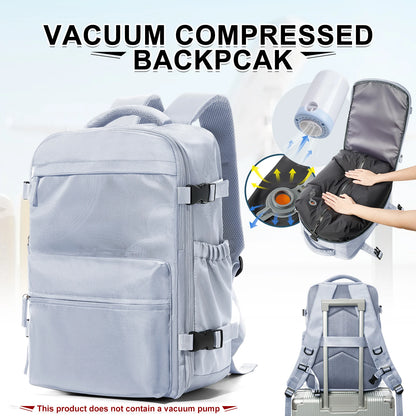 Fashion College Backpack Men Vacuum Compression Backpack, Women Men 15.6in Laptop Backpack Expand Hiking Vacuum Travel Backpack