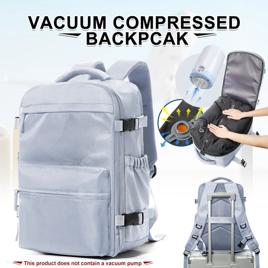 Fashion College Backpack Men Vacuum Compression Backpack, Women Men 15.6in Laptop Backpack Expand Hiking Vacuum Travel Backpack