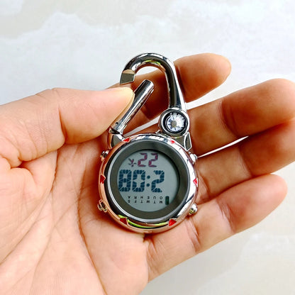 Unisex Women Mens Nurse Doctor Carabiner Clip Digital Electronic Luminous Multi-function Keychains FOB Pocket Watches Hang Clock