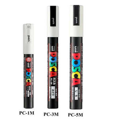 UNI POSCA Markers Set PC-1M/3M/5M Permanent Acrylic Paint Pen Quick Dry Graffiti Painting Art Supplies Japanese Stationery