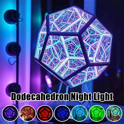 Novelty LED Night Light Creative Cool Space Infinite Dodecahedron LED Night Light Furniture Decoration Atmosphere Lamp