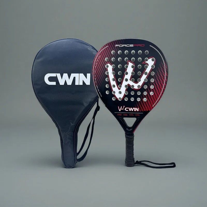 Cwin Paddle Racket Carbon Fiber Soft EVA Face for Adult Prefessional Training Tennis Paddle Racquet with Padel Shovel Protector