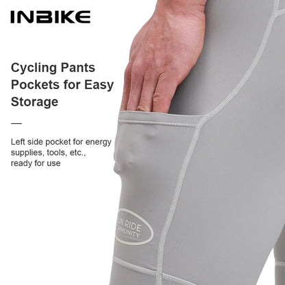 INBIKE 2025 Men's Cycling Bib Shorts High-Waisted Breathable Biking Bicycle Bibs Pants MTB Cycling Clothing Man with Pockets