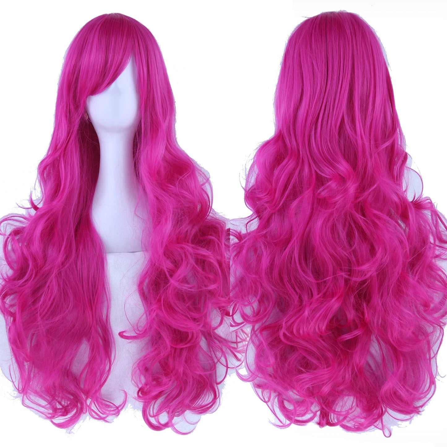 Soowee Curly Long Synthetic Hair Green Wig Hairpiece Pink Black Party Hair Cosplay Wigs for Women