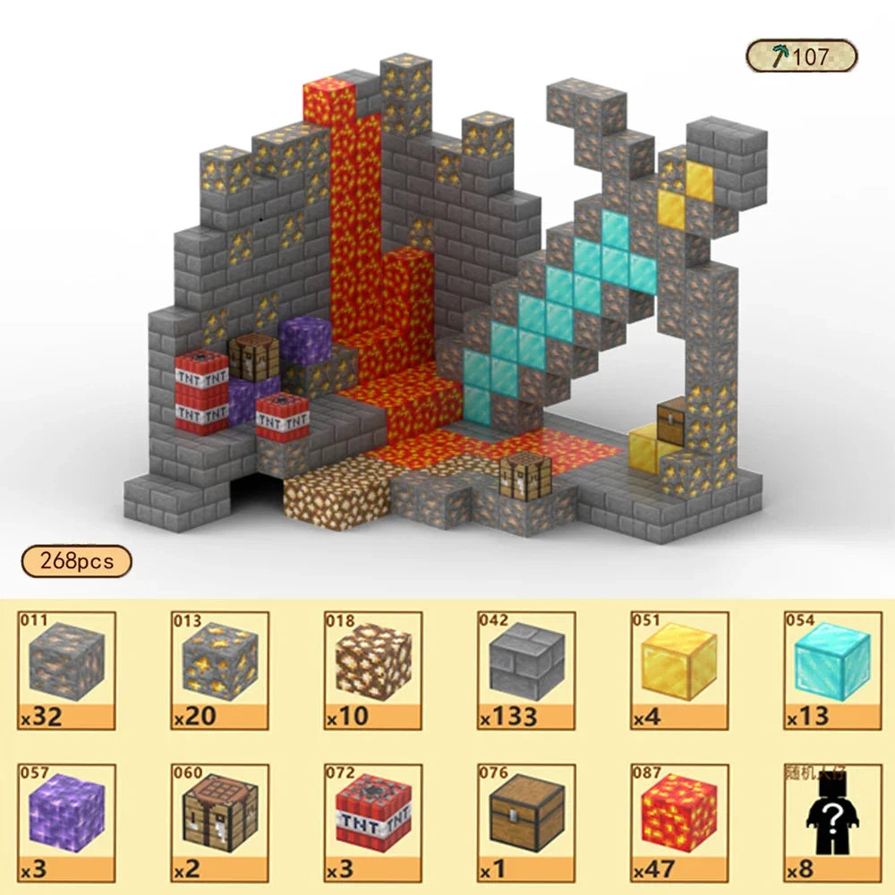 Magnetische Bausteine ​​Mine World Magnetwürfel-Set für Jungen und Mädchen, Kinder ab 3 Jahren, DIY-Modell, Kinder, STEM, sensorisches Spielzeug, Geschenk 