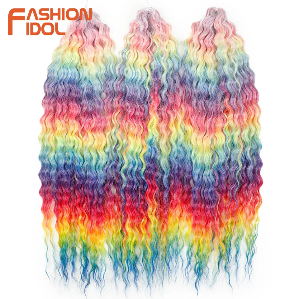 Ariel Hair Synthetic Twist Crochet Curly Hair 24 Inch Water Wave Braid Hair Ombre Blonde Brown Deep Wave Braiding Hair Extension