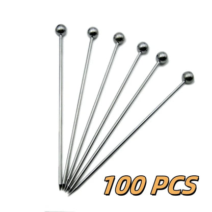 10/50/100Pcs Stainless Steel Cocktail Picks Fruit SticksToothpicks for Party Bar Tools Drink Stirring Sticks Martini Picks Party