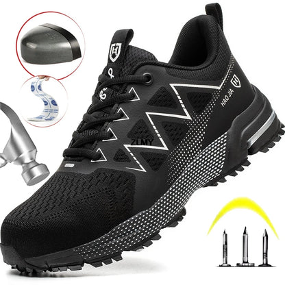 Fashion Safety Shoes Men Steel Toe Sneakers Puncture Proof Breathable Work Safety Boots Man Comfy Work Shoes Male Security Boots
