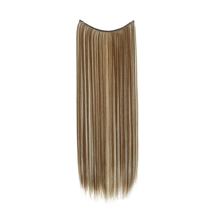 24Inch Synthetic Invisible Hair Extension Fish Line Fake Hairpiece Black Brown Hair Accessorie for Women
