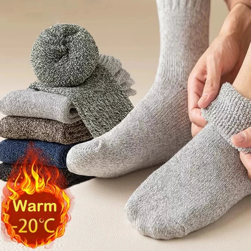 5 Pairs Thicken Warm Socks Men Autumn Winter Harajuku Socks Towel Keep Warm Winter Crew Socks Christmas Gift Socks For Man