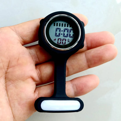 Unisex Nurse Doctor Hospital Medical Workers Alarm Luminous Brooches Pins Digital Electronic FOB Pocket Watches Hang Clock Gifts