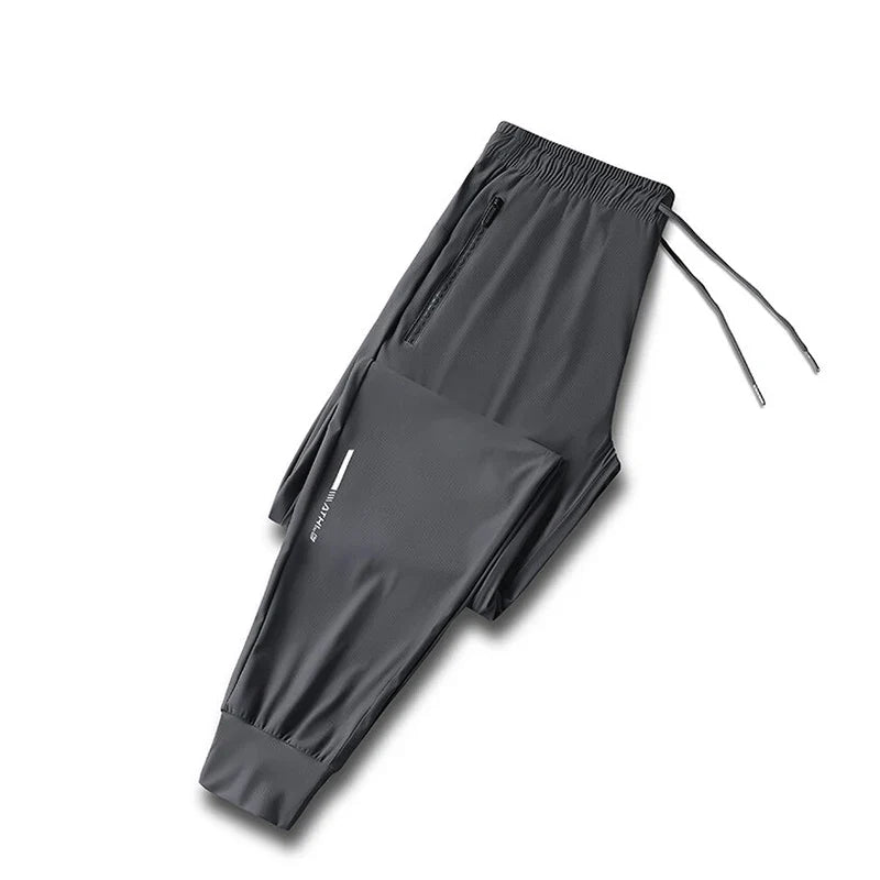 Men's spring and summer ice silk long pants slim fit new loose high elasticity fast drying outdoor running casual pants