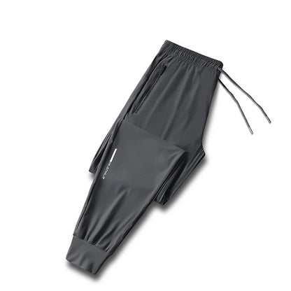 Men's spring and summer ice silk long pants slim fit new loose high elasticity fast drying outdoor running casual pants