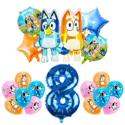 New Bluey Birthday Party Decoration Latex Balloons Bingo Aluminum Film Balloon Disposable Tableware Kids Event Supplies Backdrop