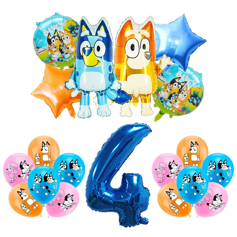 New Bluey Birthday Party Decoration Latex Balloons Bingo Aluminum Film Balloon Disposable Tableware Kids Event Supplies Backdrop