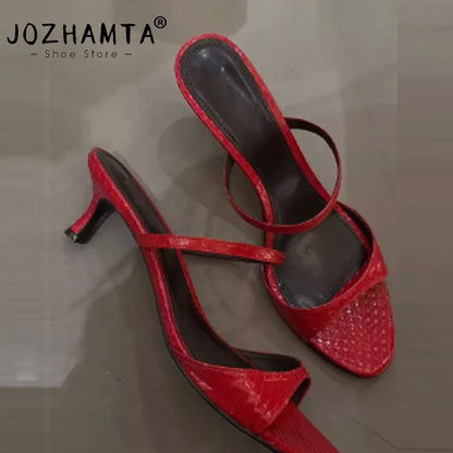 JOZHAMTA Size 34-43 Women Real Leather Casual Flats Slippers Comfort Slides Sandals Soft  Fashion 2025 Daily Home Outdoor