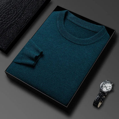 2025 New Men's Casual Sweater Round Neck Long Sleeve Knitted Sweater Diamond Pattern Fashion Versatile Top