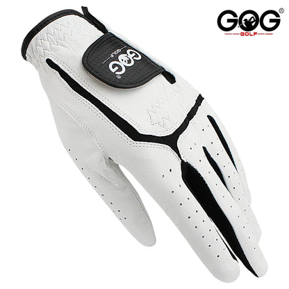 Sheepskin genuine leather Professional Golf Gloves For men white and black lycra Gloves Palm thickening Gift for golfer