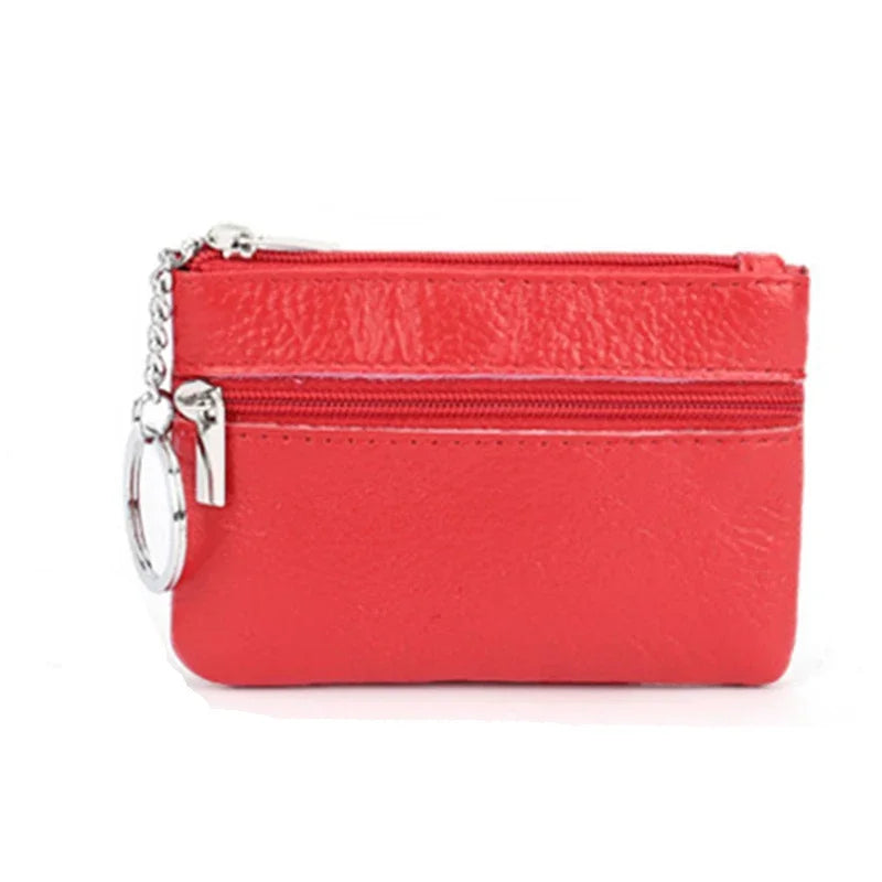 Genuine Leather Coin Purse Mini Ultra-thin Small Zipper Cute Wallet Soft Cowhide Leather Driver's License Key Bag Card Holder