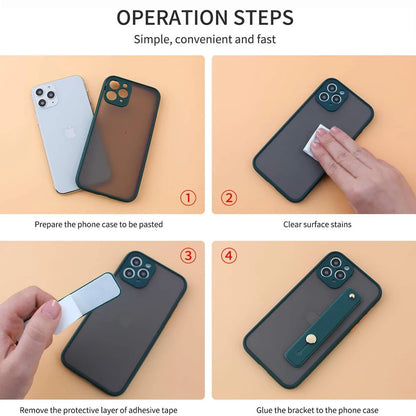 Wrist Band Hand Band Finger Grip Mobile Phone Holder Stand Push Pull Universal Plain Color Phone Socket Holder for iPhone Xiaomi