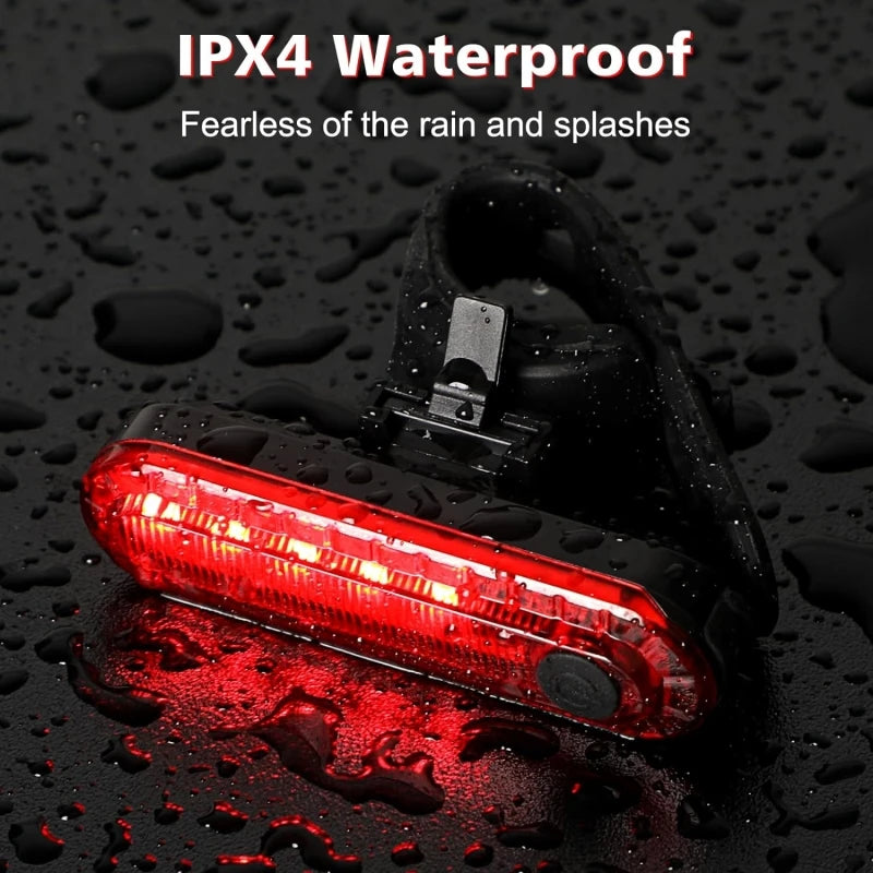 USB Rechargeable LED Bike Tail Light Bright Bicycle Rear Cycling Safety Flashlight 4 Light Mode Options for Road Mountain
