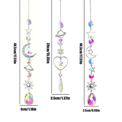 1 Pc Galaxy Star Moon Crystal Wind Chime Pendant for Home Decor Outdoor Garden Suncatcher Holiday Party Supplies