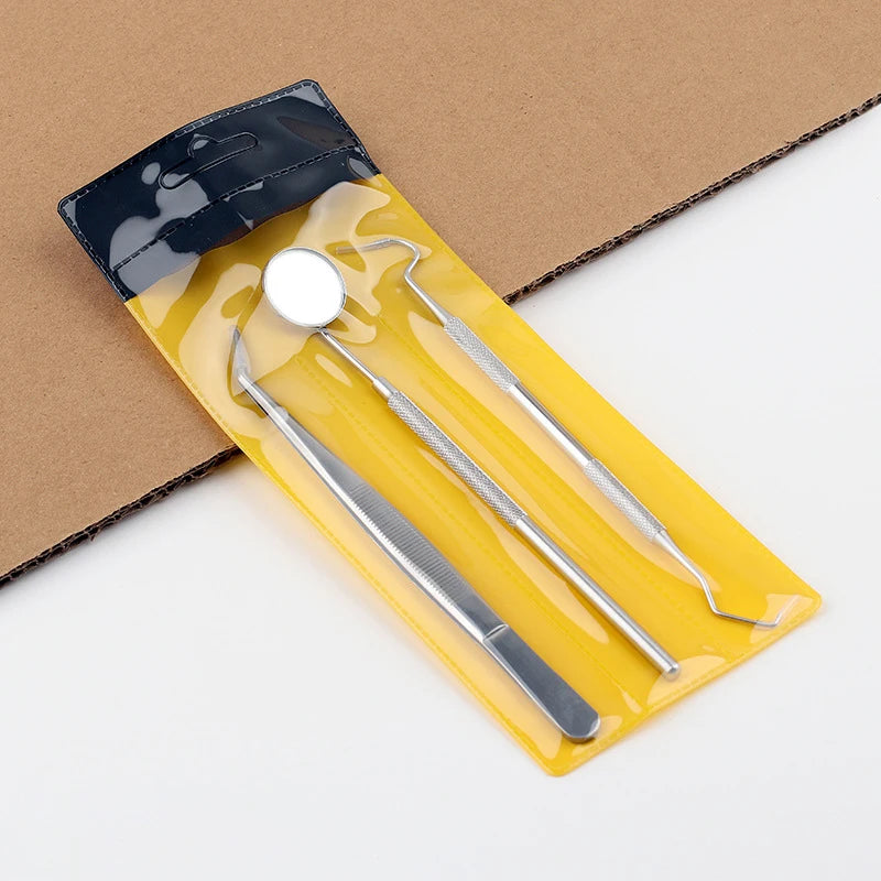 Dental Tool Set Dental Mirrors Oral Scope Tweezers 3pcs Stainless Steel Teeth Cleaning Tool Oral Dental Cleaning Kit Dentist