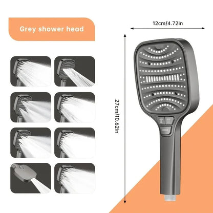 8 Modes Filter Shower Head 12cm Large Panel Bathroom High Pressure Water Saving Rainfall Showerhead Square Shower Nozzle