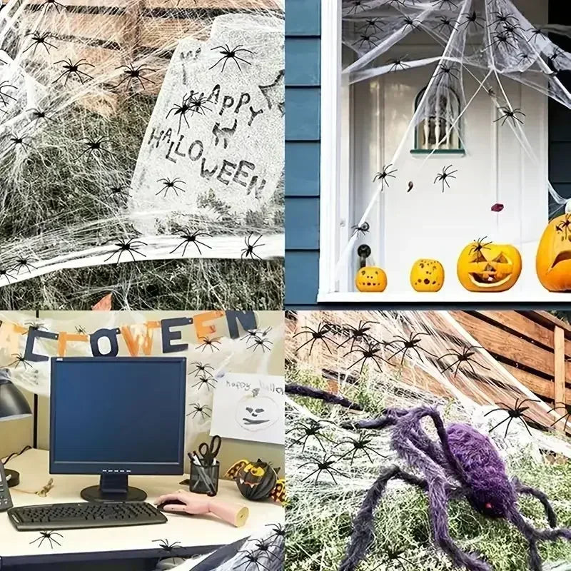 Halloween Decoration Spider Cotton Thread Spider Web Party Props Haunted House Artificial Spider Web Home Scary Party Decora