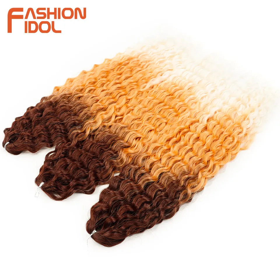 Ariel Hair Synthetic Twist Crochet Curly Hair 24 Inch Water Wave Braid Hair Ombre Blonde Brown Deep Wave Braiding Hair Extension
