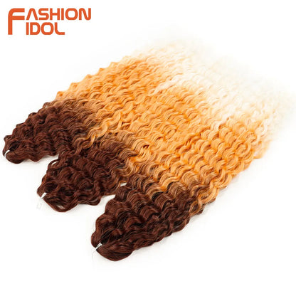 Ariel Hair Synthetic Twist Crochet Curly Hair 24 Inch Water Wave Braid Hair Ombre Blonde Brown Deep Wave Braiding Hair Extension