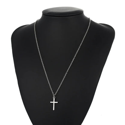 Fashion Christian Jesus Cross Necklaces Silver Color Long Chain Simple Pendants For Women Men Jewelry Gifts Dropshipping