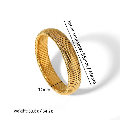 304L Stainless Steel Elastic Bracelet Women 18k Gold Plated Charm Punk Wide Chunky Metal Spiral Bangle pulseras Waterproof