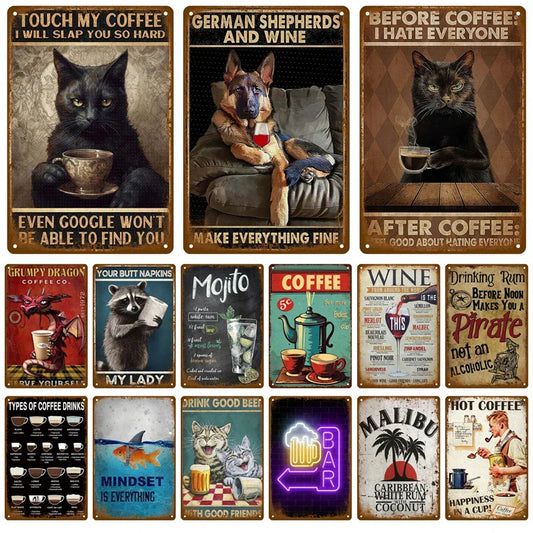 Metal Sign Poster Plates Bar Retro Wall Art Tin Sign Interior Outdoor Aesthetic Room Vintage Home Decor Items Decoration Luxury