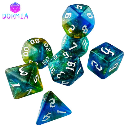 Dice Games TRPG DND Dice Set Most POP Multi Colours Amazing Retro Font Style And Pattern For Souvenirst Entertainment Board Game