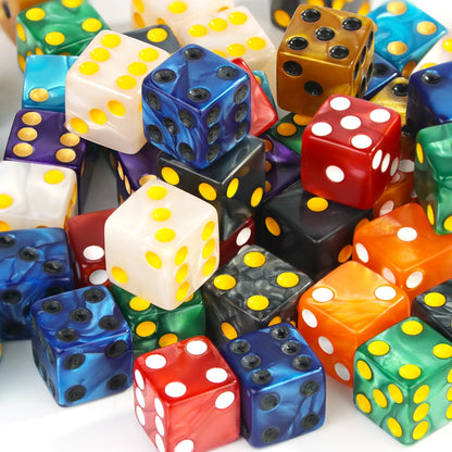 Marble D6 Game Dice 10PCs Square Corner 16MM Math Entertainment Acrylic Gambling Tool Dice