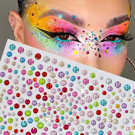 1Pcs 3D Colorful Face Jewels Tattoo Stickers 10Color Rhinestone Fake Tattoo Party Eyes Body Makeup Gem Self-adhesive DIY Sticker