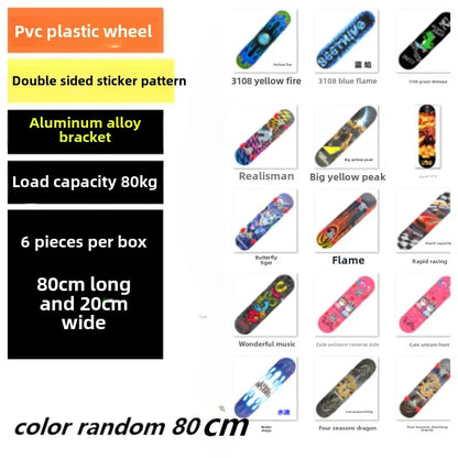 Youth Child Skateboard Maple Double Rock Skate Board Patin Skates Kids Skateboarding Cartoon Sticker Kids Griptape Longboard