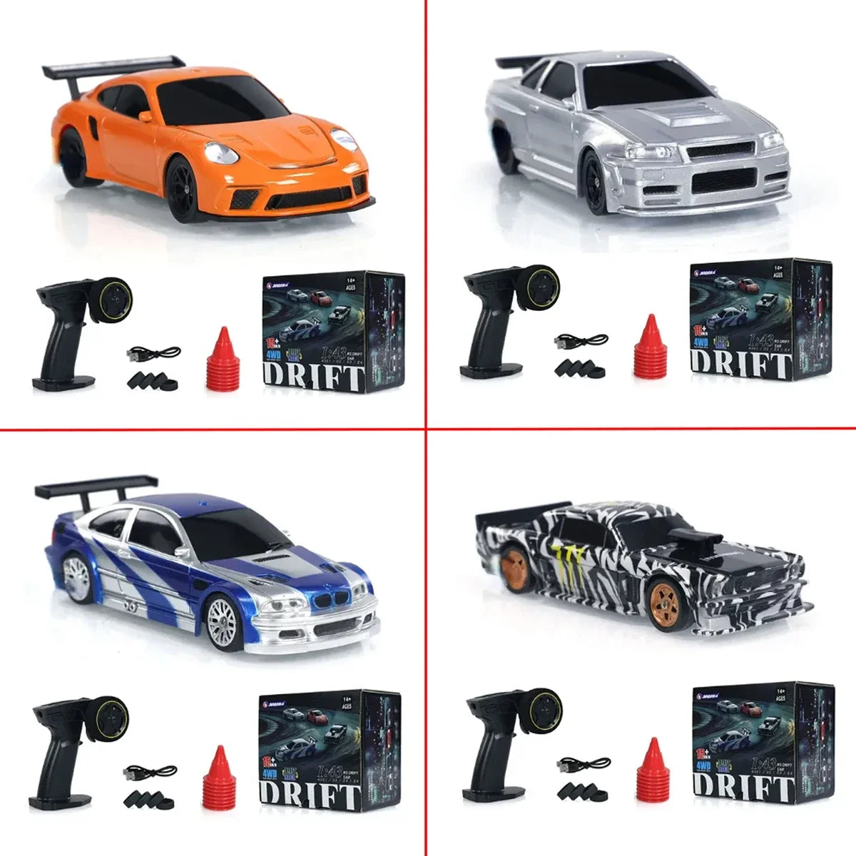 2.4G RC Drift Car 1/43 4WD Remote Control Car High Speed Four Wheel Drive Radio Controlled Mini Racing Car Model Boys Toys Gifts