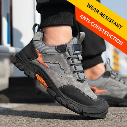 Steel Toe Anti-Puncture Work Shoes Men Reinforced Sole Abrasion Resistant Safety Shoes Anti-smash Construction Working Boots