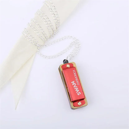 4 Holes 8 Tones Mini Harmonica Metal Chain Necklace Style High Quality Mouth Organ Woodwind Musical Instrument Gifts For Kids