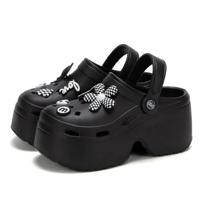 9cm Women Chunky Platform Sandals Summer Soft Thick Sole Diy Clogs Garden Shoes Woman Closed Toe Non-Slip Beach Slides Sandals