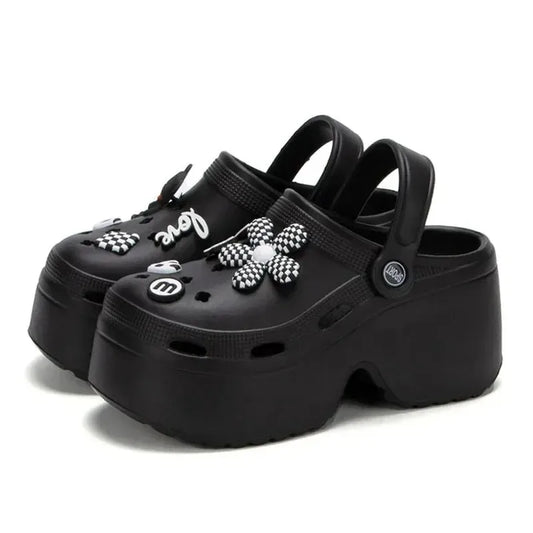 9cm Women Chunky Platform Sandals Summer Soft Thick Sole Diy Clogs Garden Shoes Woman Closed Toe Non-Slip Beach Slides Sandals