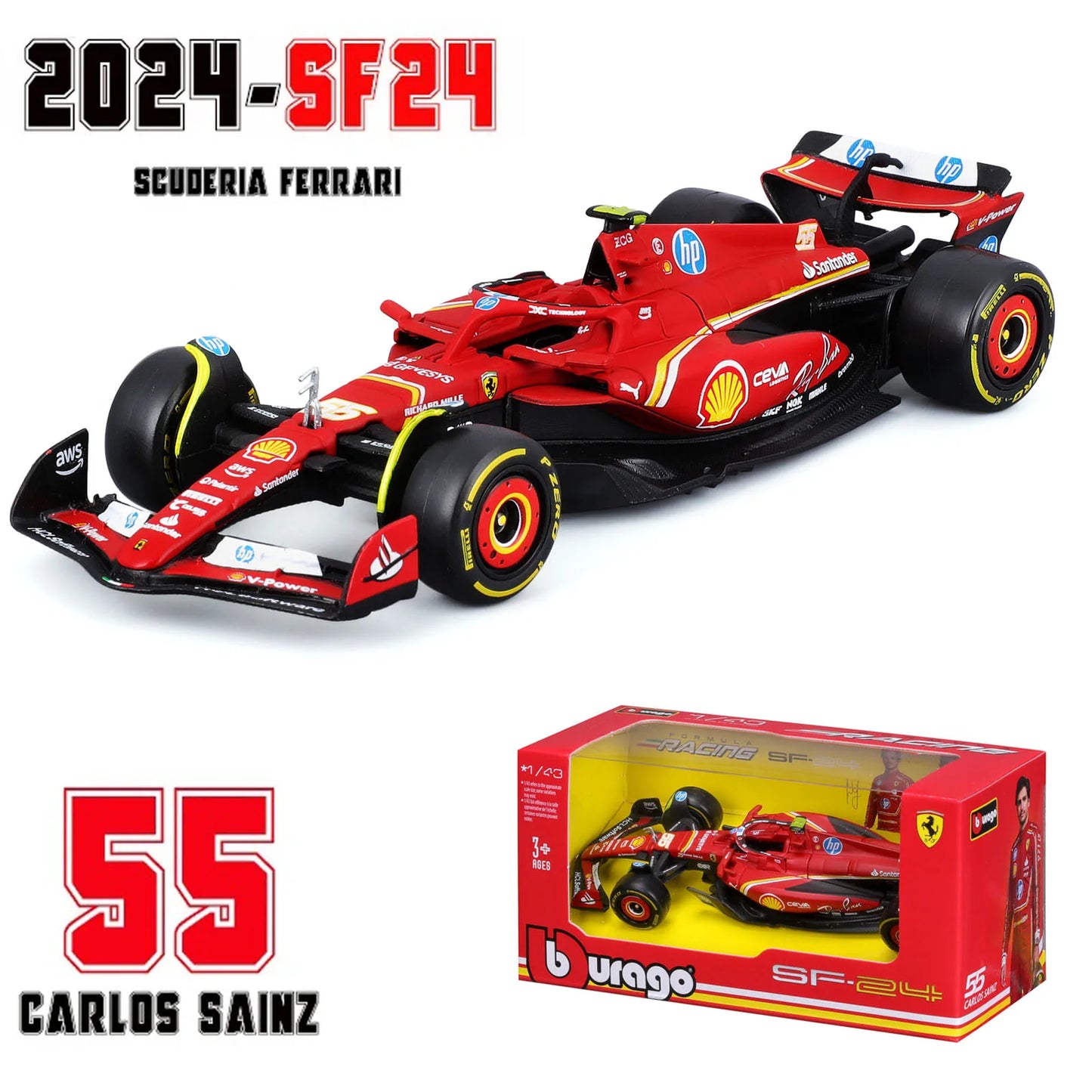 Bburago 1:43 2024 RB20 SF24 W14 W13 SF23 MCL60 RB19 RB18 W12 F1 Racing Formula Car Static Simulation Diecast Alloy Model Car