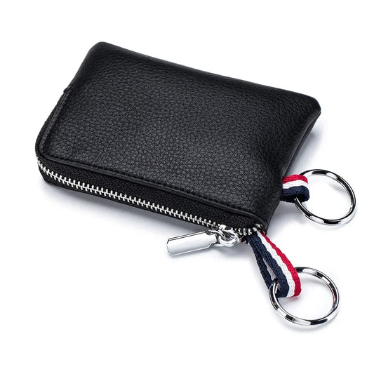 Genuine Leather Coin Purse Mini Ultra-thin Small Zipper Cute Wallet Soft Cowhide Leather Driver's License Key Bag Card Holder